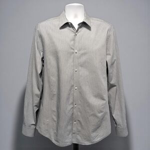 Calvin Klein Infinite Men's Gray Geo Print Long Sleeve Button Up Shirt M